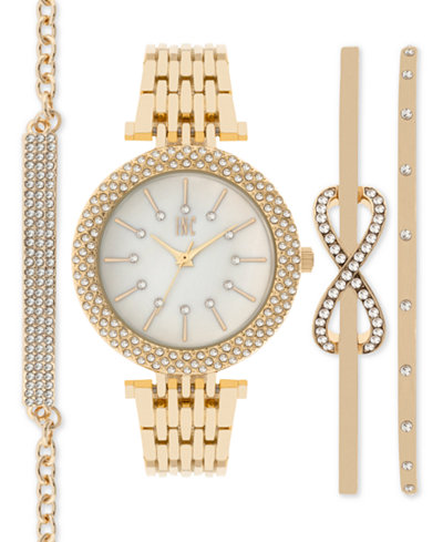 INC International Concepts Women's Rose Gold-Tone Bracelet Watch & Bracelets Set 34mm IN002G, Only at Macy's