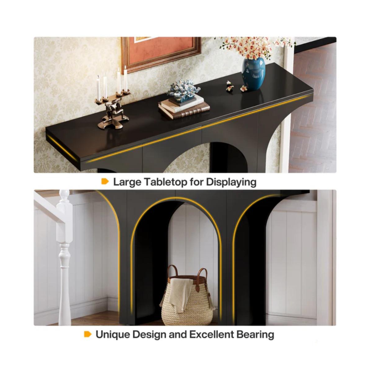 Slickblue Modern Wooden Entryway Console Table with Decorative Arch Base Design