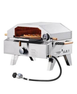 Outdoor Portable Stainless Steel Gas Pizza Oven with Thermometer and Cordierite Stone