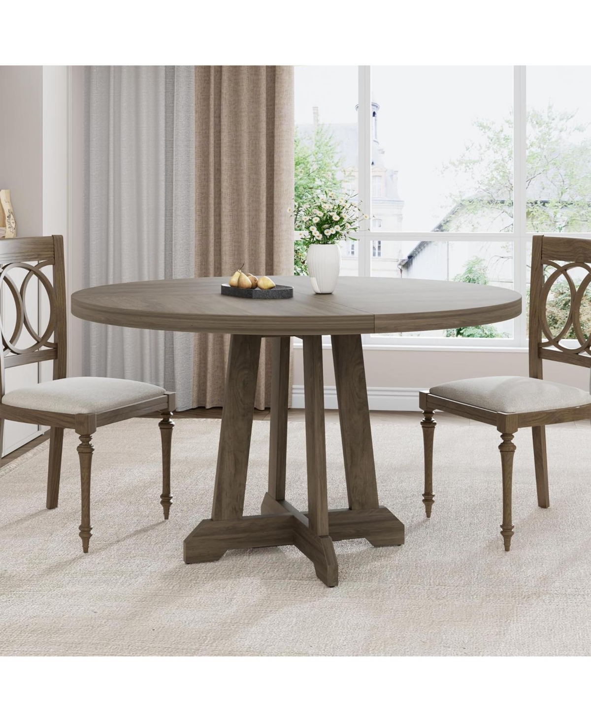 gaomon Kitchen Table Dining Table for 4 to 6 People Round Dining Table Wooden Kitchen Table for Dining Room, Home Office
