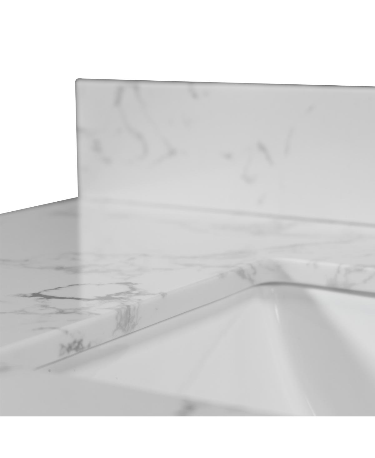 Sillysis 31/37/43 Inch Carrara Marble Stone Vanity Top with Ceramic Undermount Sink and Backsplash