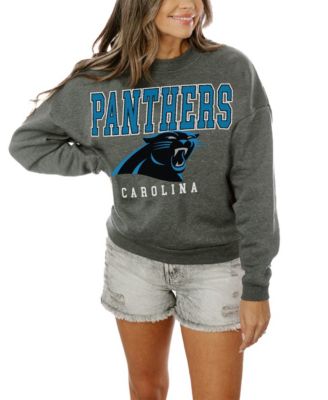 Women's Charcoal Carolina Panthers Oversized Bring The Energy Pullover Sweatshirt