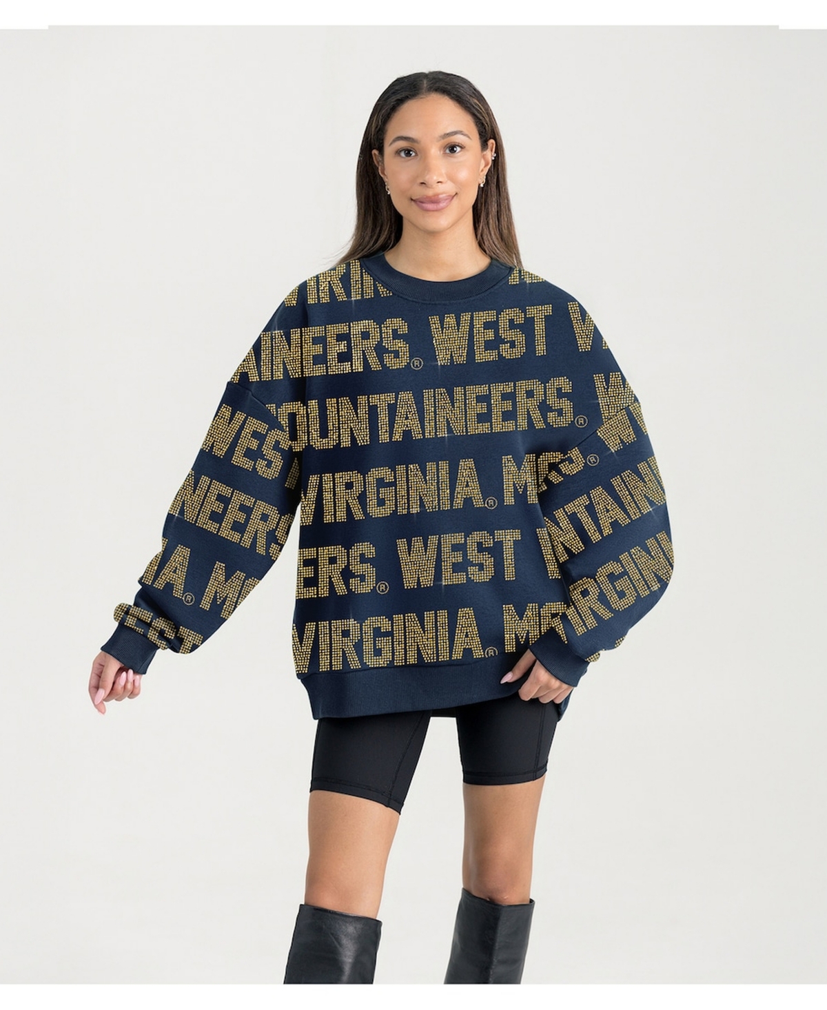 Gameday Couture Women's Navy West Virginia Mountaineers Oversized Hype Era Sweatshirt