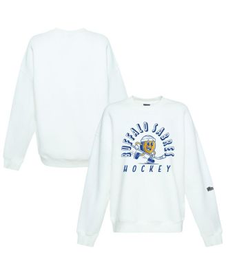 Women's White Buffalo Sabres Action Mascot Oversized Sweatshirt