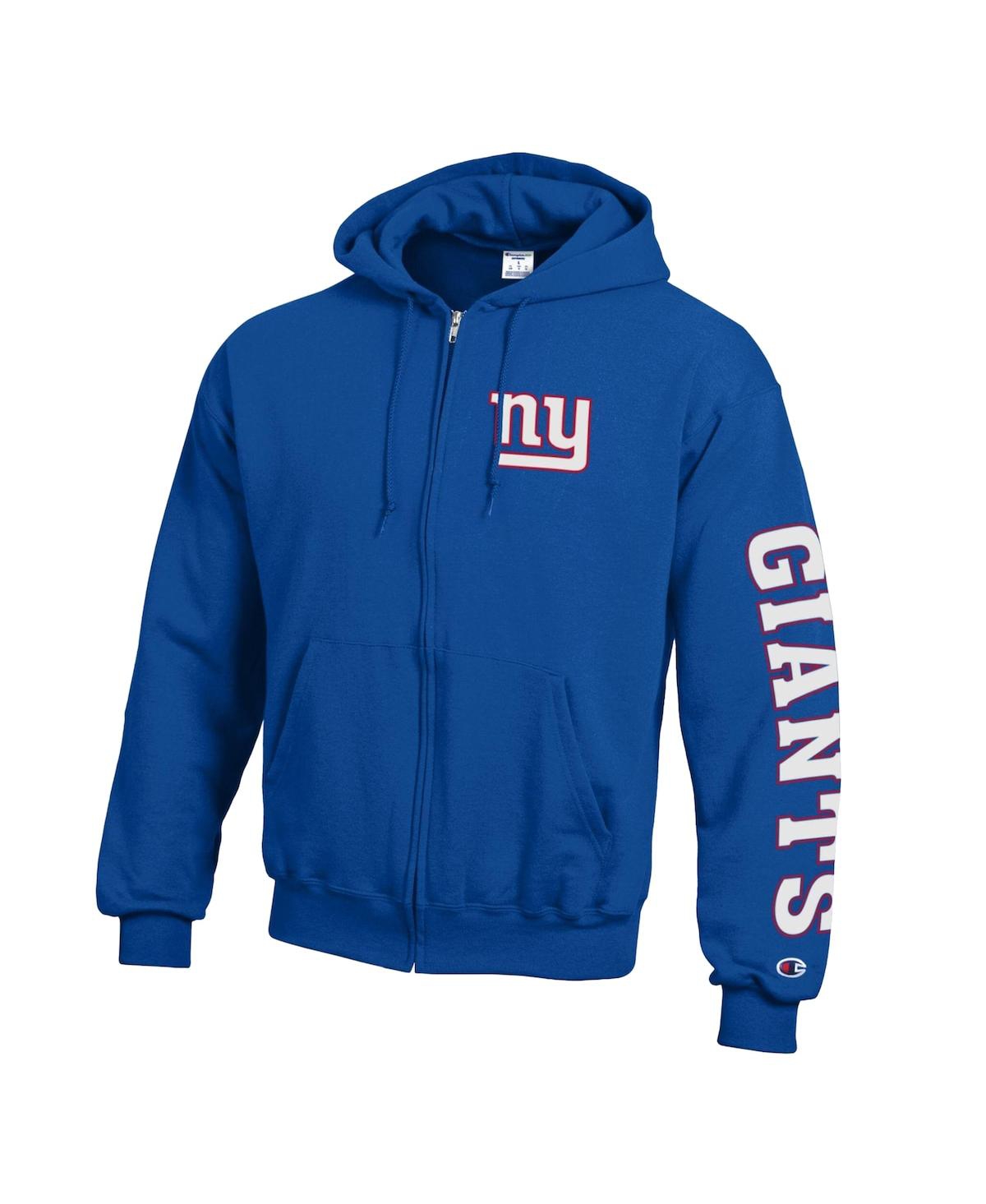 Champion Men's Royal New York Giants Powerblend Fleece Full-Zip Hoodie