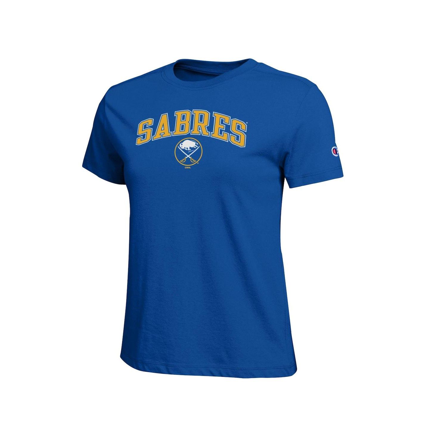 Women's Royal Buffalo Sabres Arch Mascot Logo T-Shirt