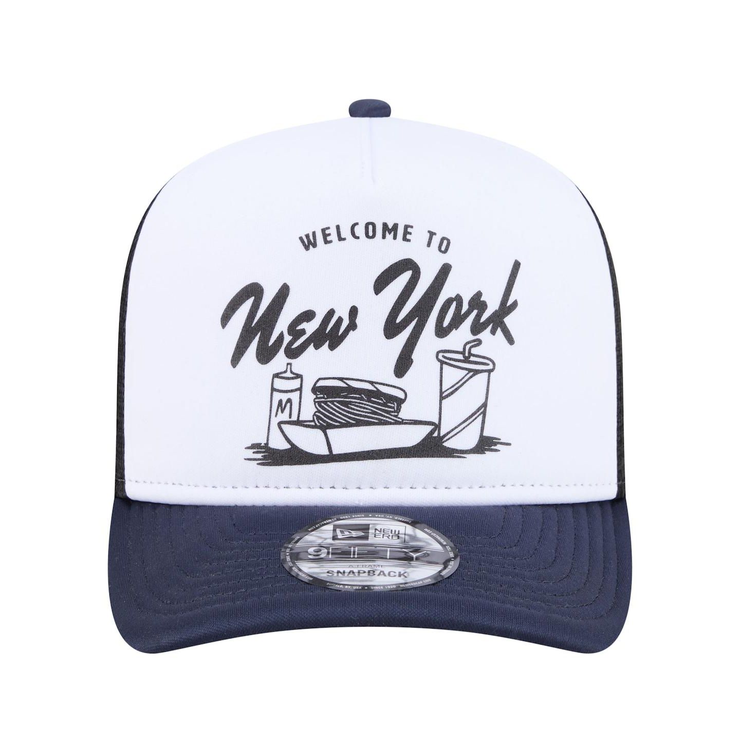 Мужская кепка New Era White/Navy New York Yankees Foodie A-Frame 9FIFTY Trucker Snapback Hat — фото 5