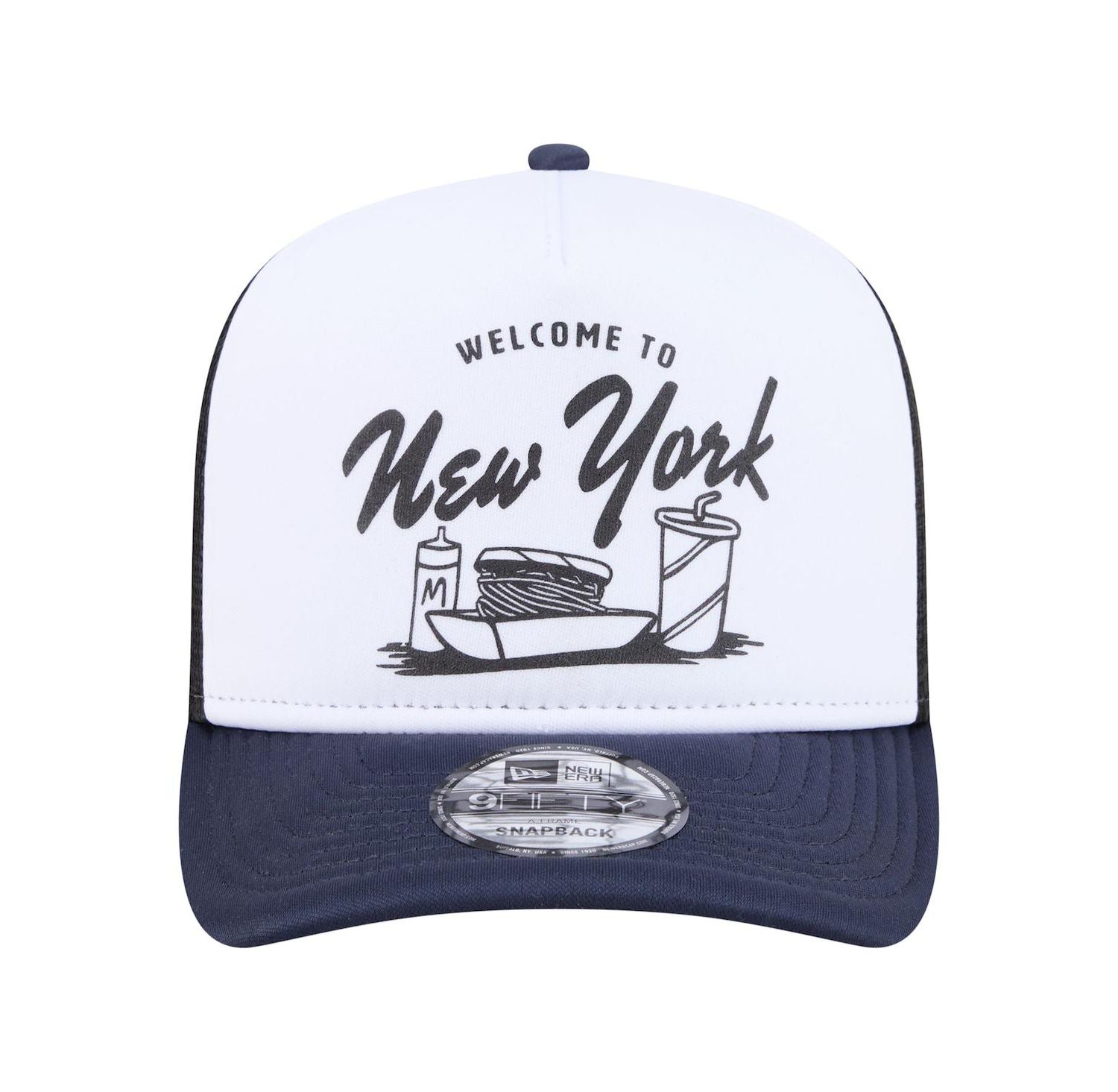 Men's White/Navy New York Yankees Foodie A-Frame 9FIFTY Trucker Snapback Hat