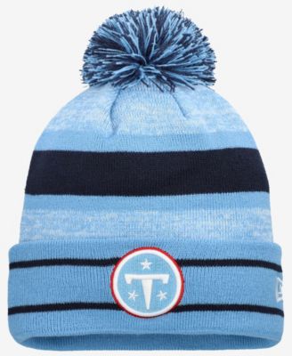 Men's Light Blue Tennessee Titans Primary Logo Cuffed with Pom Knit Hat