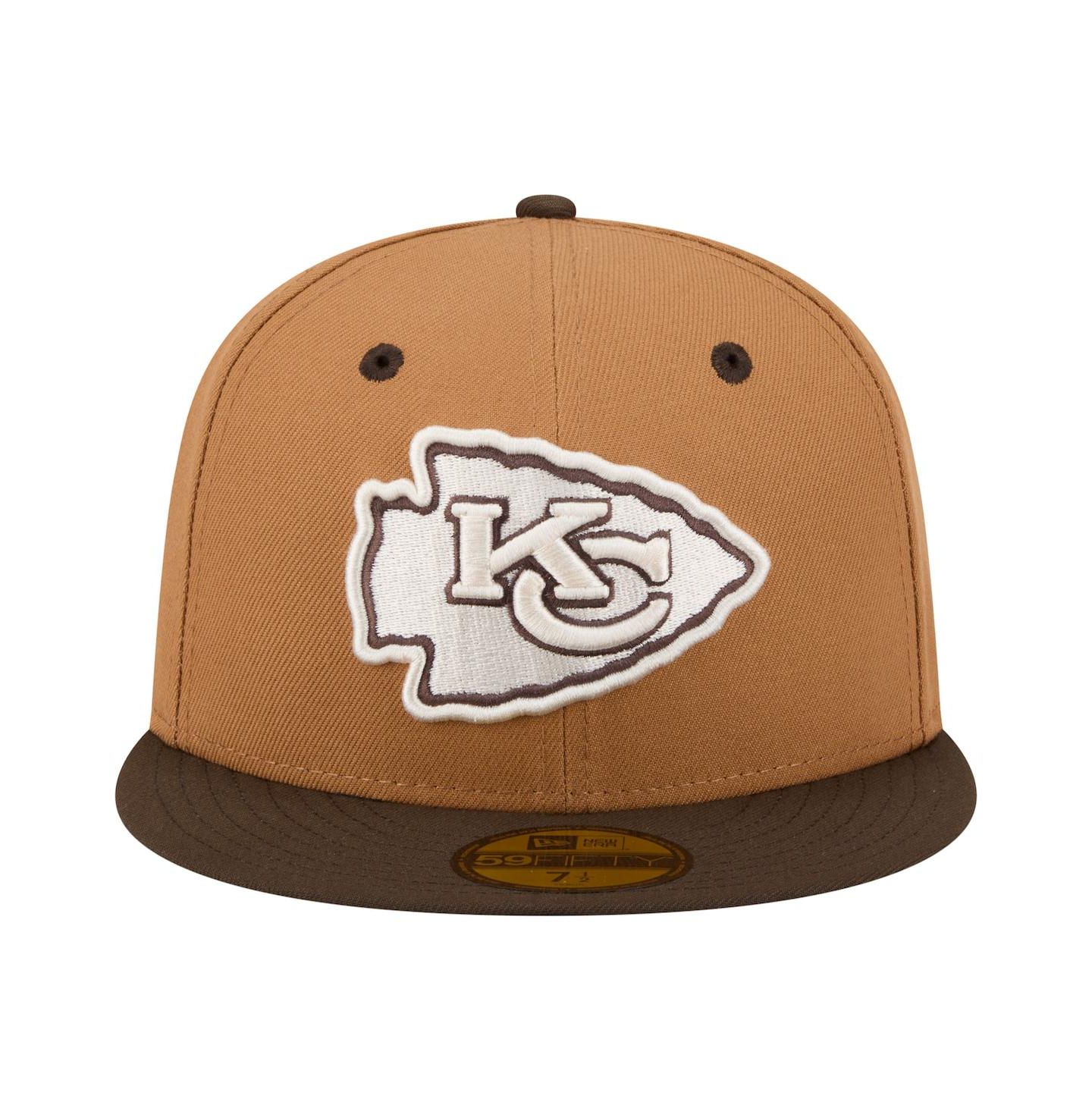 Мужская кепка New Era Light Brown/Dark Brown Kansas City Chiefs Two-Tone Walnut 59FIFTY Fitted Hat — фото 5