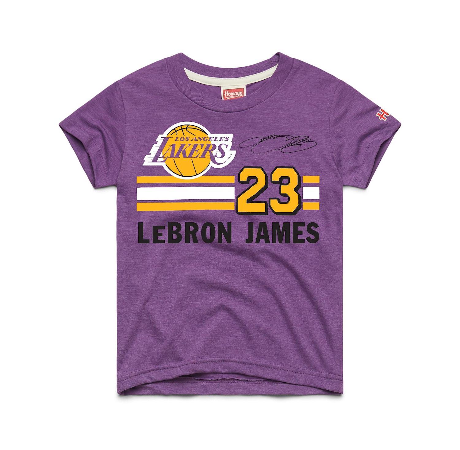 Big Boys and Girls LeBron James Purple Los Angeles Lakers Remix Signature Name & Number Tri-Blend T-Shirt