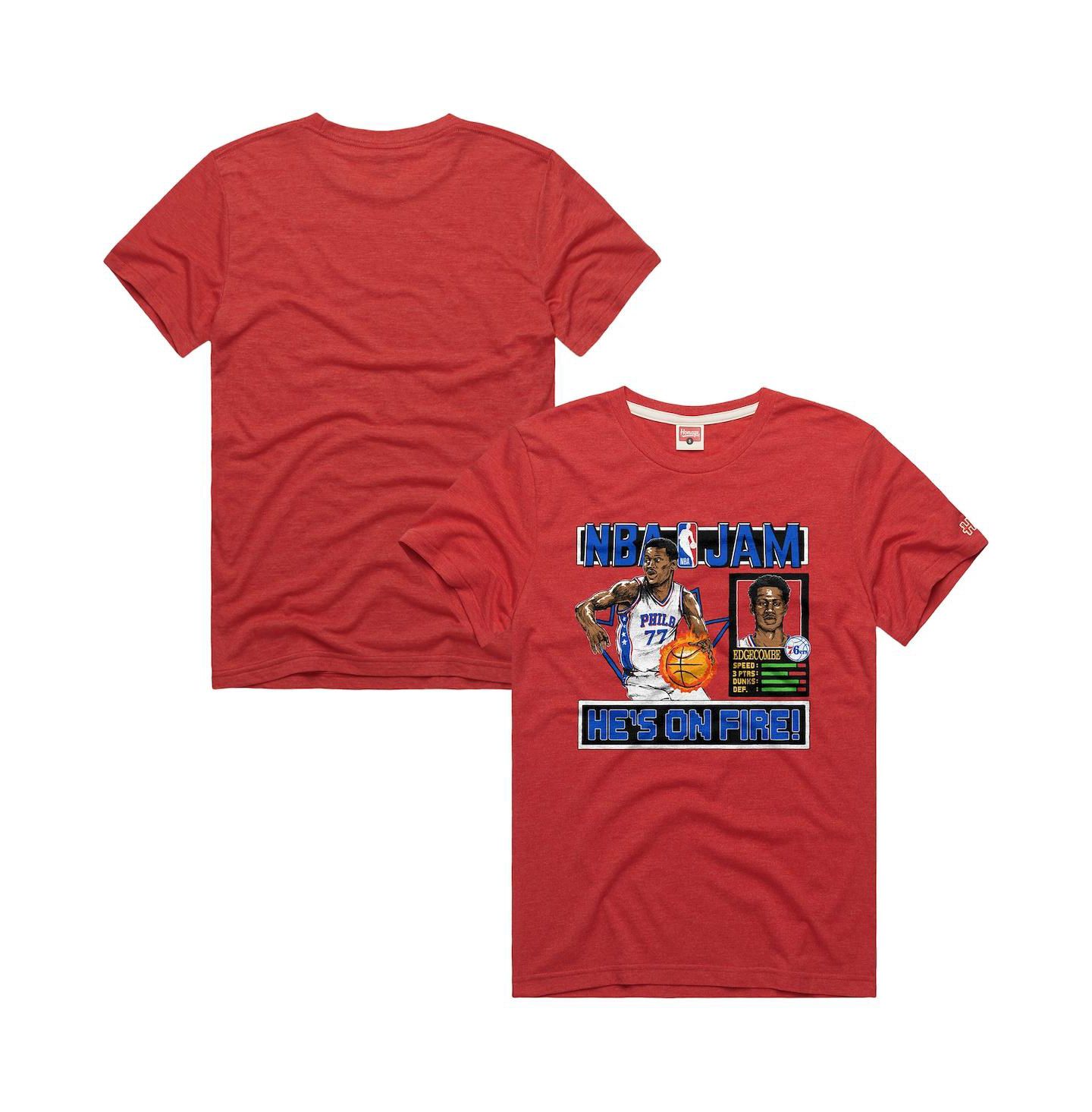 Футболка Homage VJ Edgecombe Red Philadelphia 76ers NBA Jam Tri-Blend — фото 1