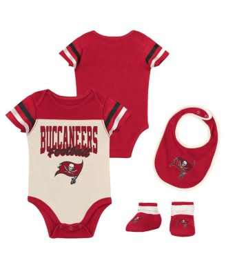 Boys and Girls Tampa Bay Buccaneers Up One 3 Piece Bodysuit and Bib Booties Set