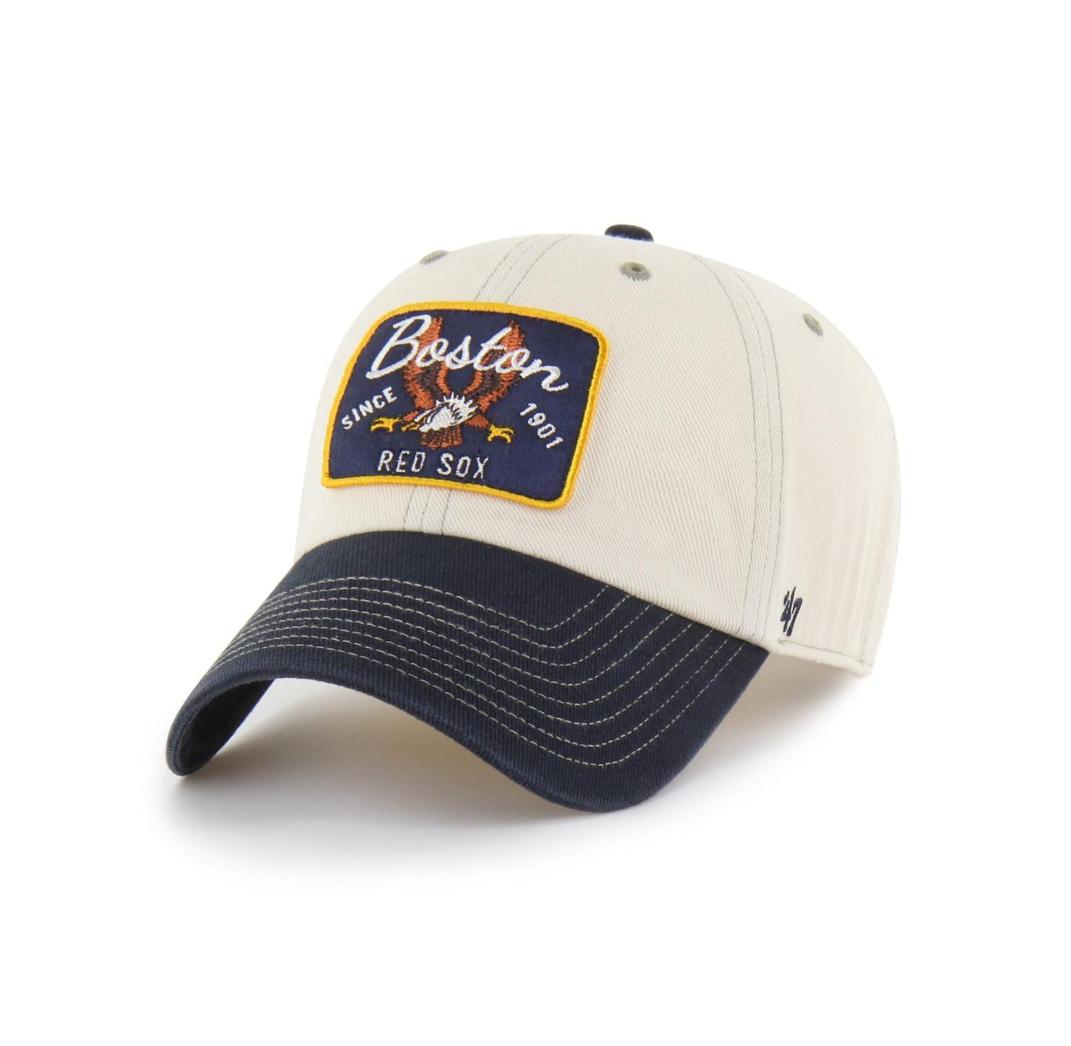 Men's Natural/Navy Boston Red Sox Keepsake Collection Clean Up Adjustable Hat