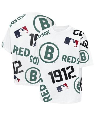 Big Boys and Girls White Boston Red Sox Circus Catch T-Shirt