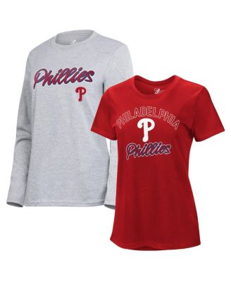 Women's Red/Heather Gray Philadelphia Phillies Short-Sleeve and Long-Sleeve T-Shirt
