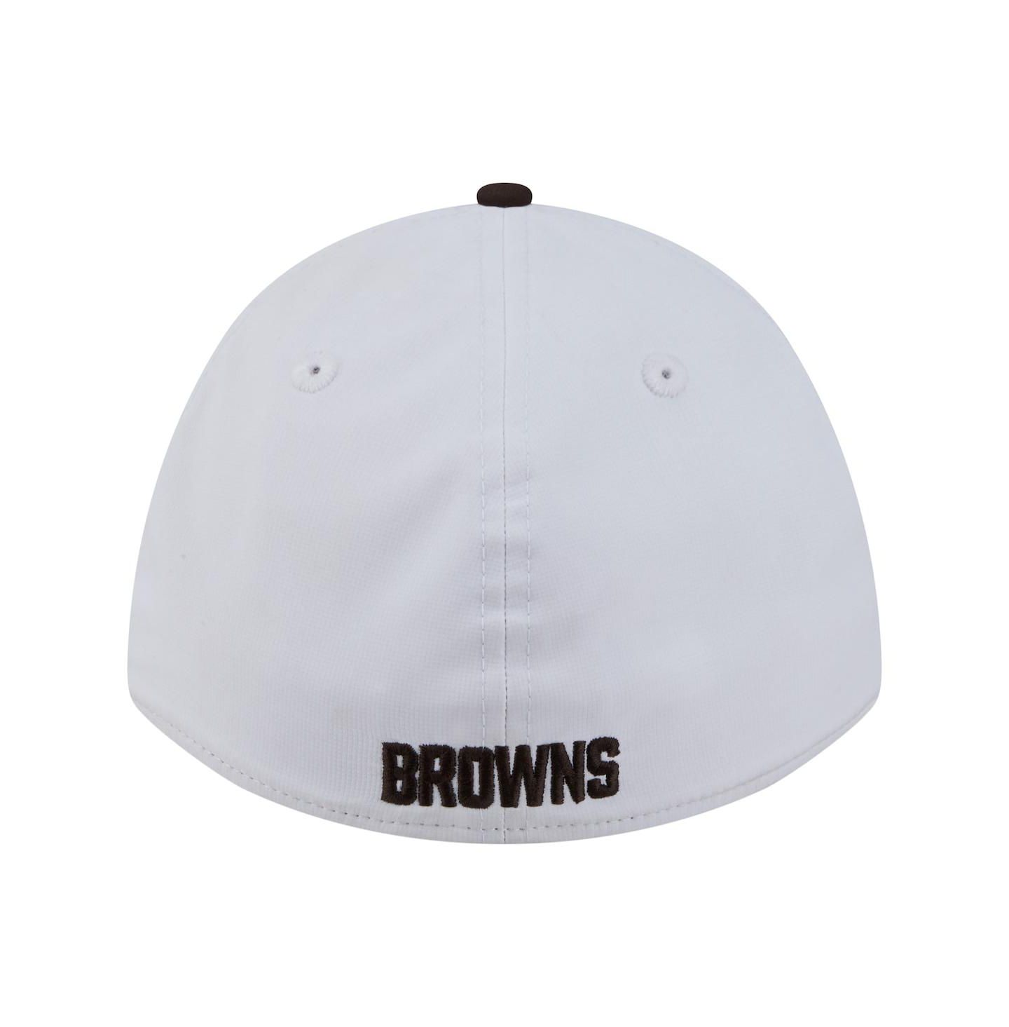Мужская кепка New Era White/Brown Cleveland Browns Patch 39THIRTY A-Frame M-Crown Perforated Flex Hat — фото 2