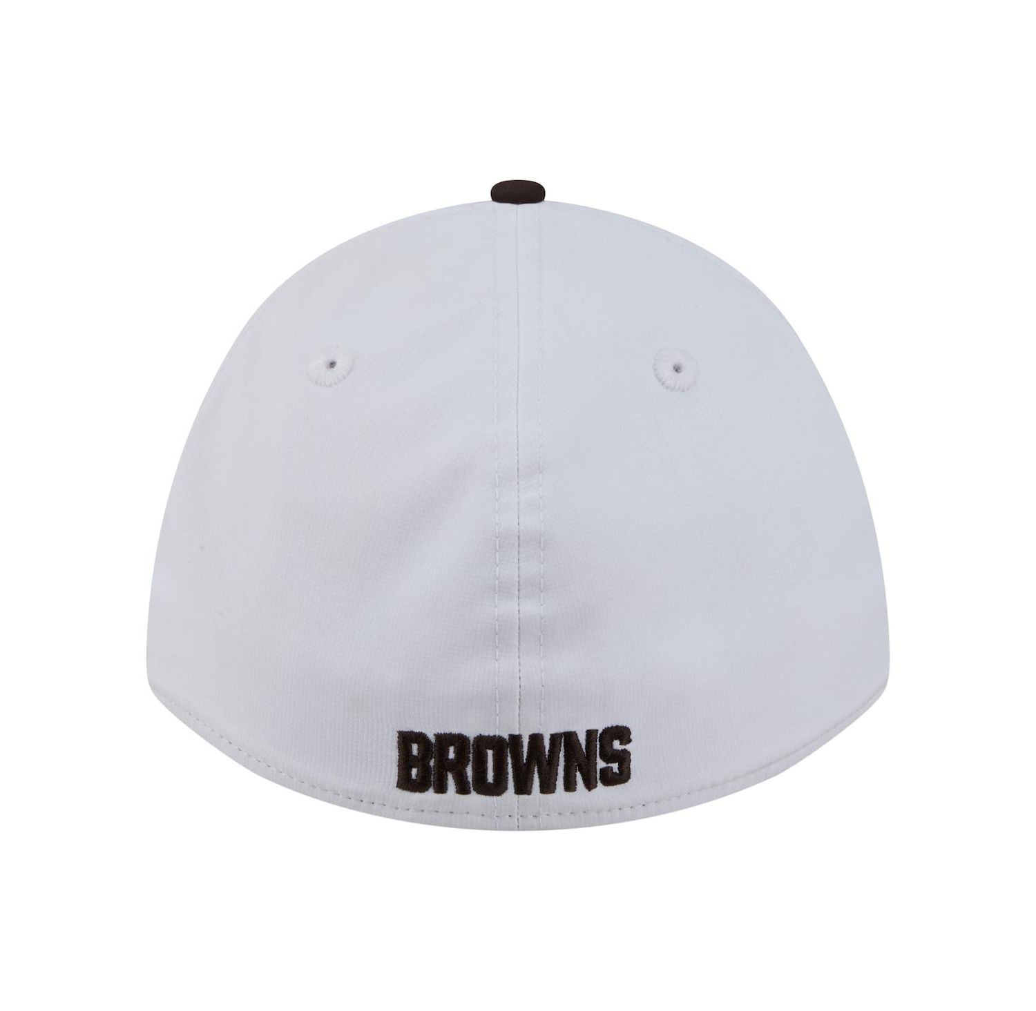 Men's White/Brown Cleveland Browns Patch 39THIRTY A-Frame M-Crown Perforated Flex Hat