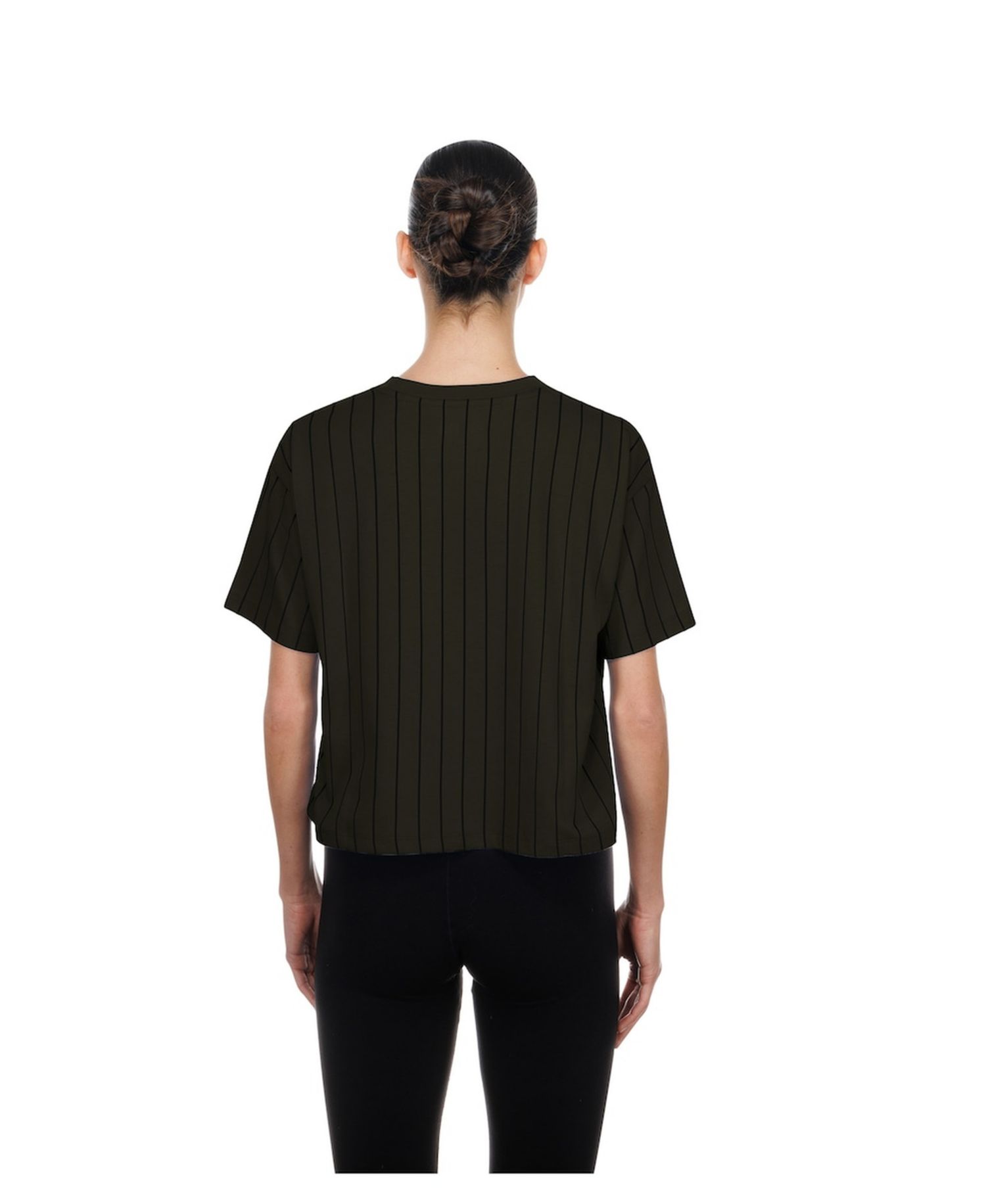 Women's Charcoal New York Mets City Connect Throwback Meshback Pinstripe Boxy T-Shirt