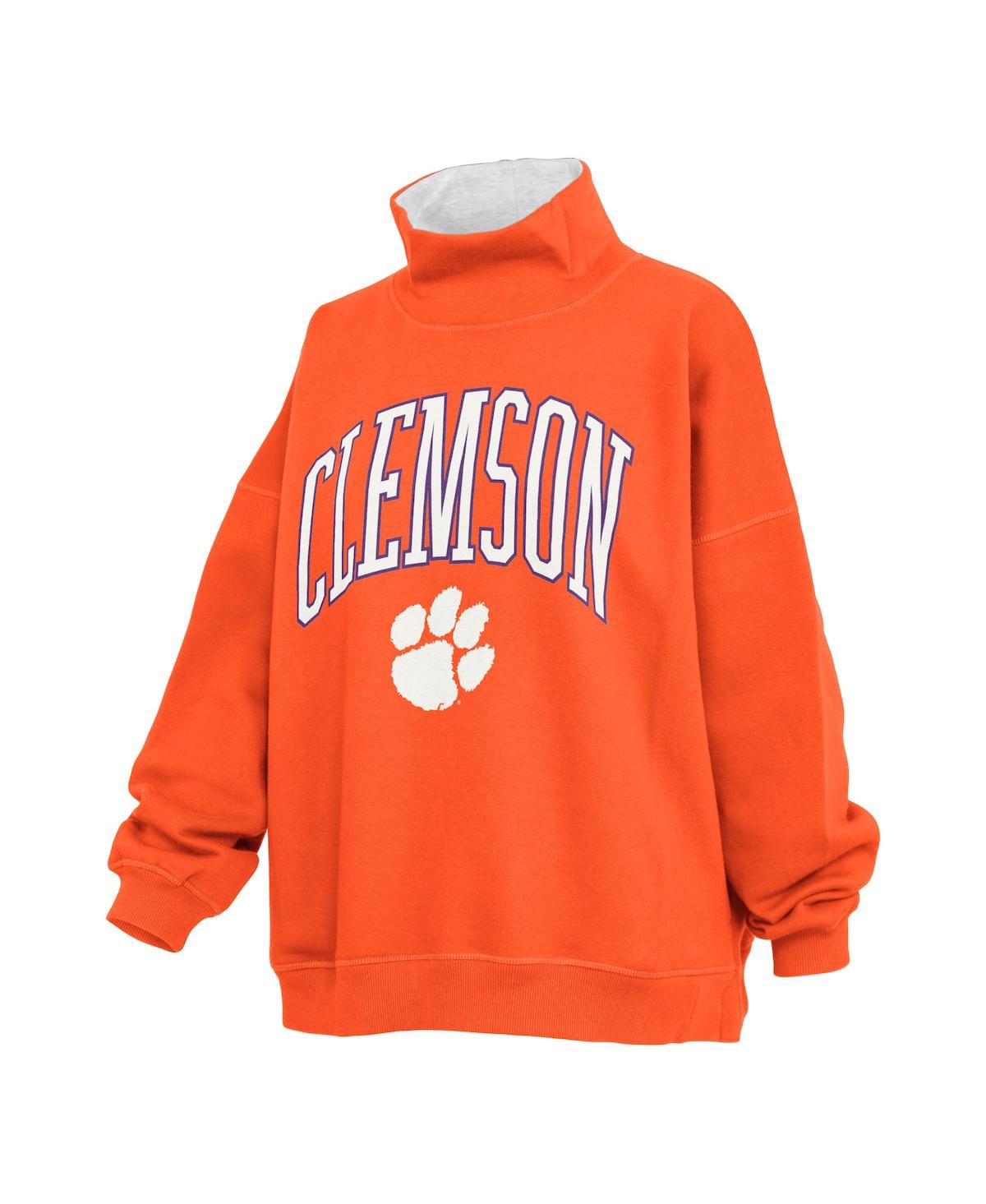 Pressbox Women's Orange Clemson Tigers Oversized Mock Neck Sweatshirt