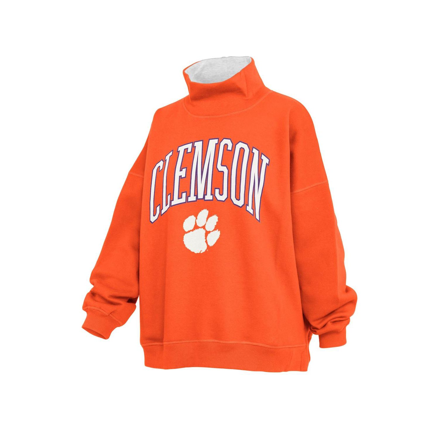 Women's Orange Clemson Tigers Oversized Mock Neck Sweatshirt