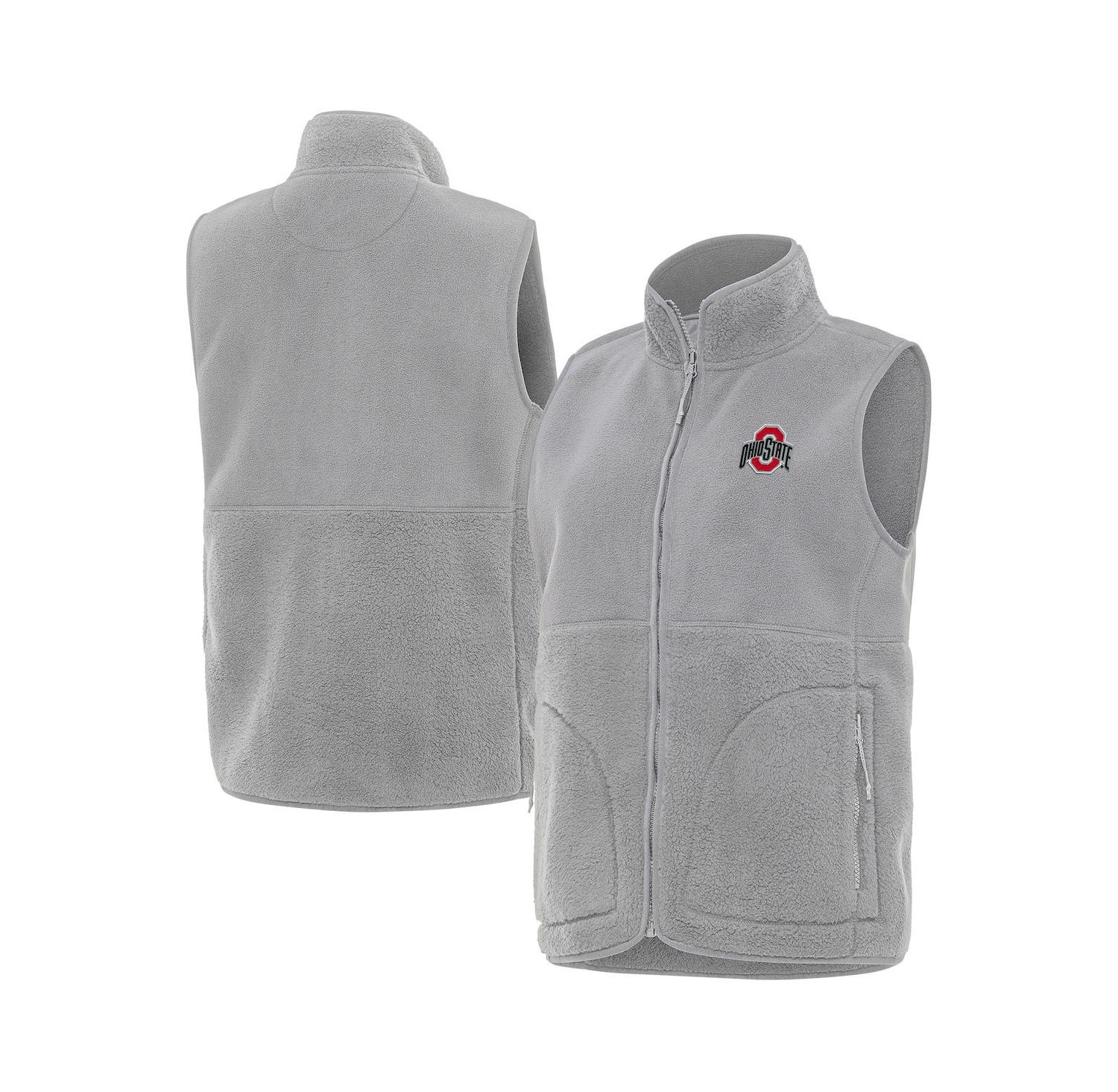 Women's Gray Ohio State Buckeyes Nostalgic Full-Zip Vest