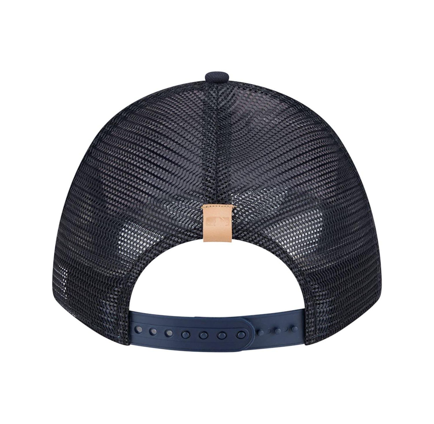 Men's Stone/Navy New York Yankees Text A-Frame Trucker 9FORTY Hat