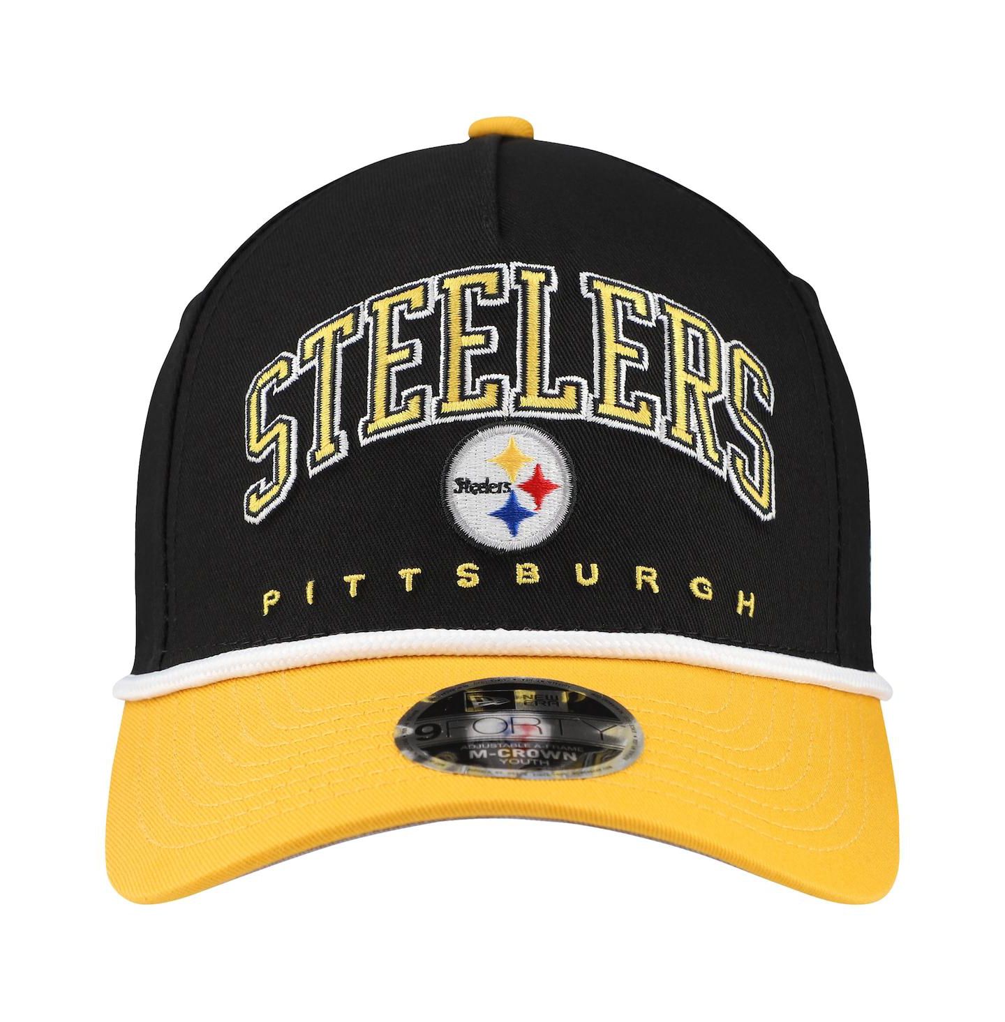 Детская кепка New Era Black/Gold Pittsburgh Steelers Arch Coolera 9FORTY A-Frame Adjustable Hat — фото 4