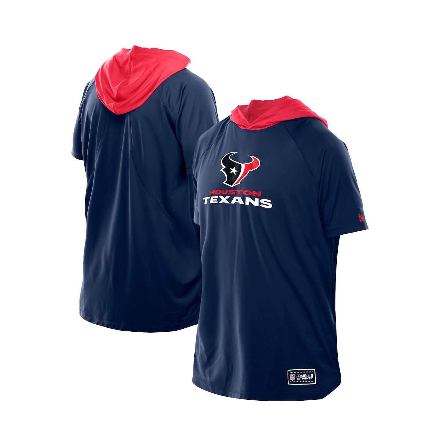 Мужская футболка New Era Navy Houston Texans Combine Authentic Hooded Raglan Short-Sleeve — фото 1