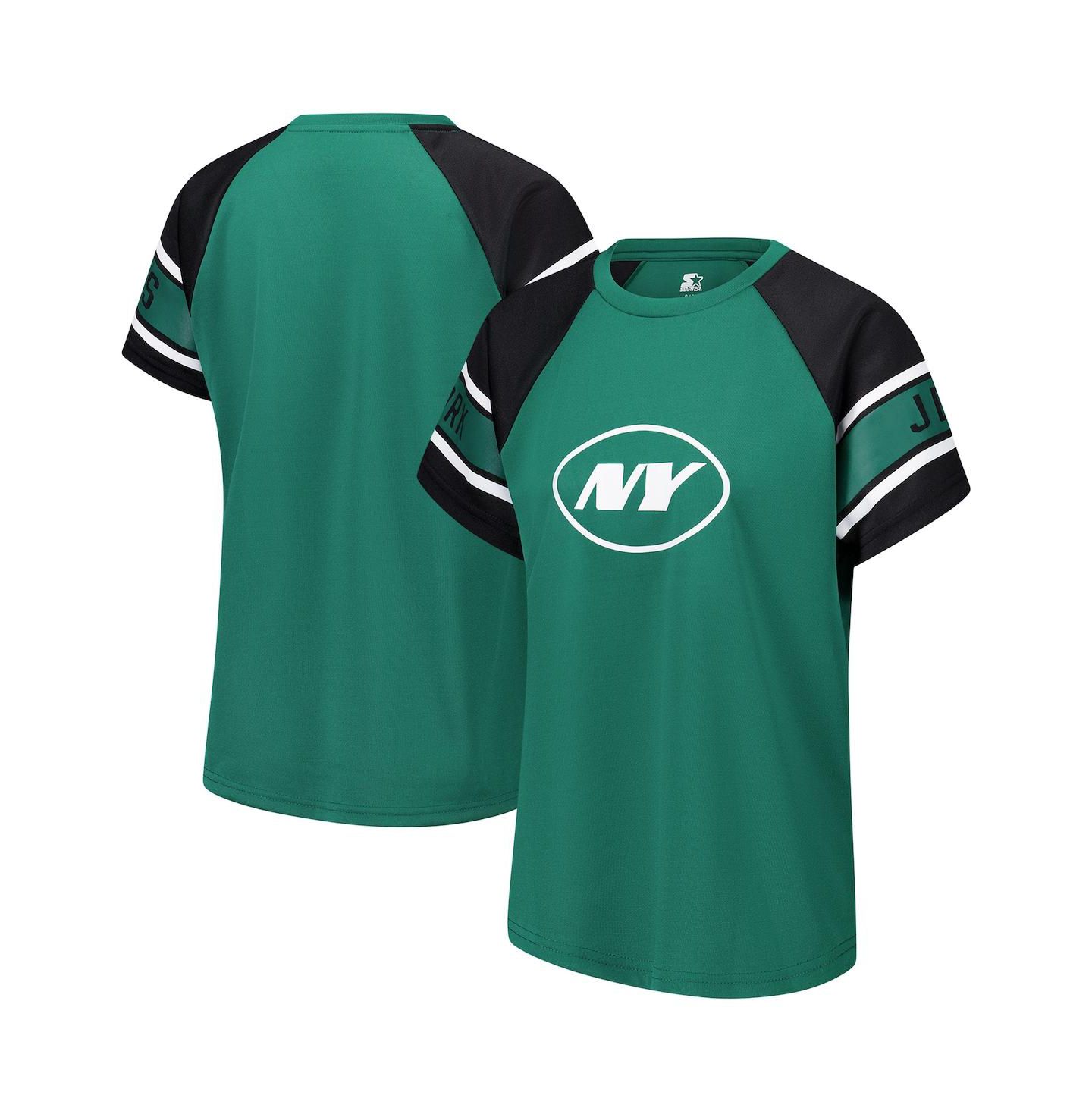 Женский топ Starter Green New York Jets 1st Rounder Color Block Raglan — фото 1