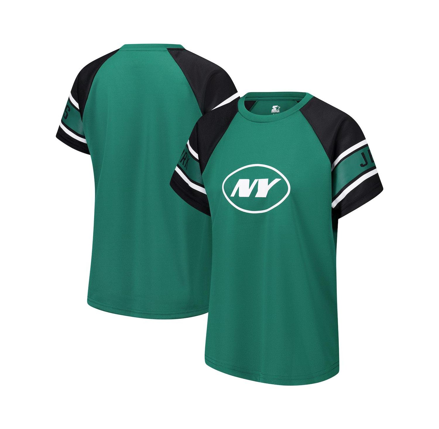 Women's Green New York Jets 1st Rounder Color Block Raglan Top