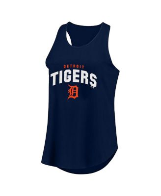 Women's Navy Detroit Tigers Plus Size Wordmark Racerback Scoop Neck Tank Top