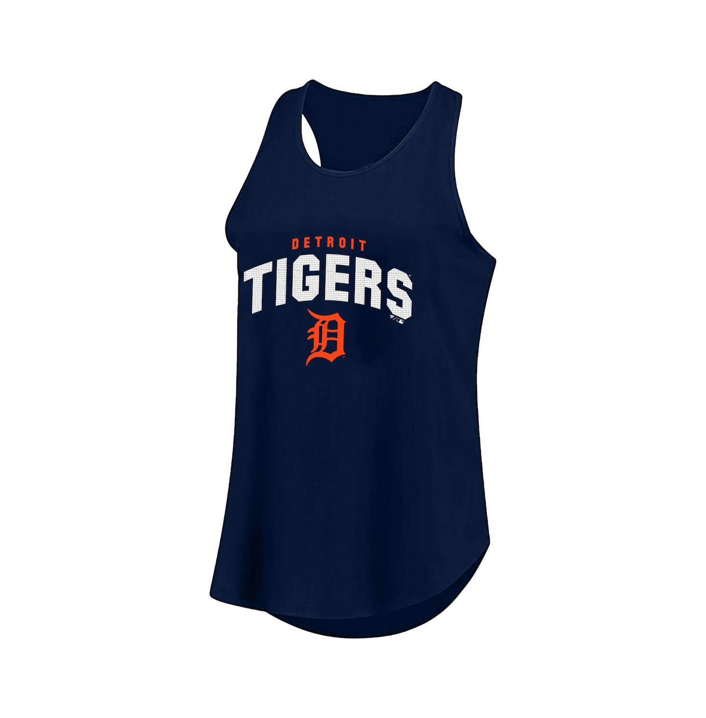 Женский топ Fanatics Navy Detroit Tigers Plus Size Wordmark Racerback Scoop Neck — фото 1