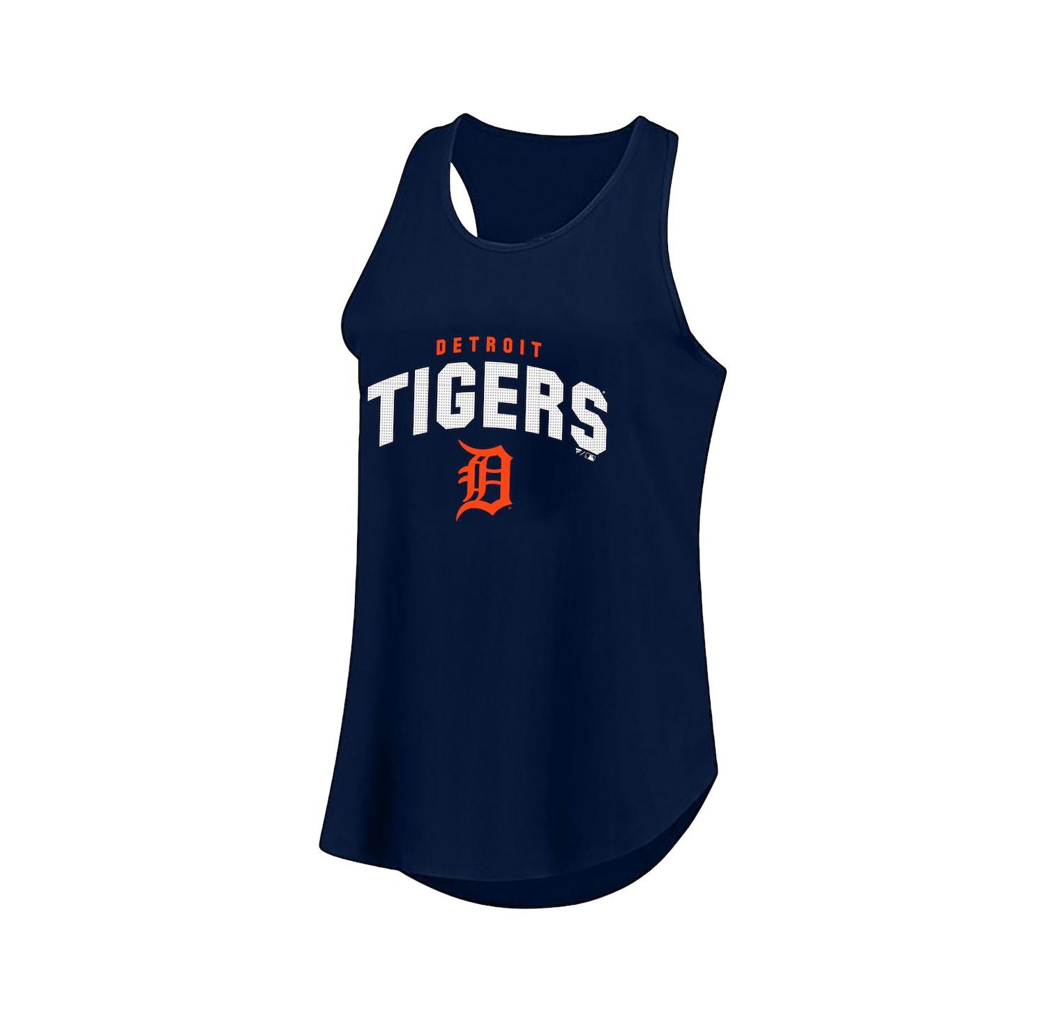 Women's Navy Detroit Tigers Plus Size Wordmark Racerback Scoop Neck Tank Top