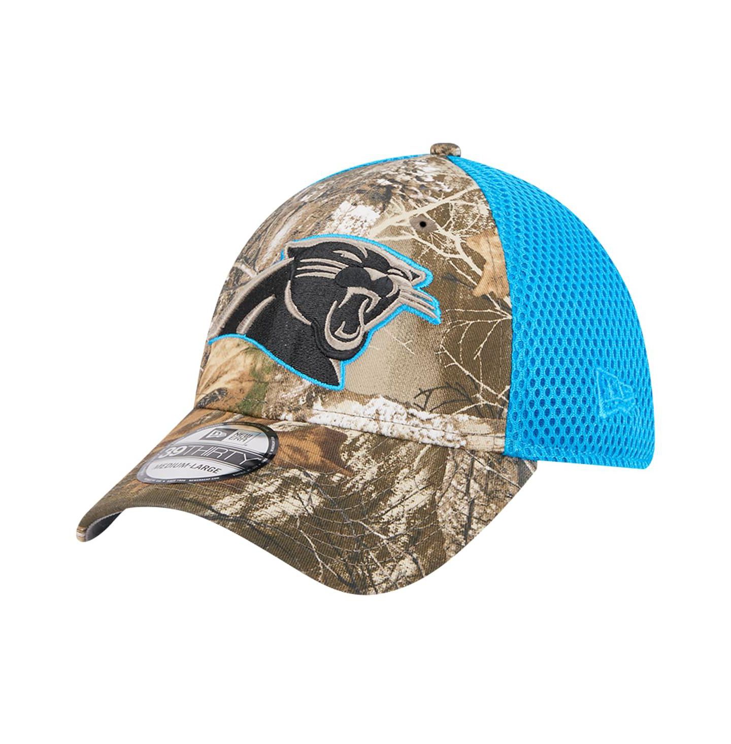 Мужская кепка New Era Realtree Camo/Blue Carolina Panthers Active 39THIRTY Flex Hat — фото 1
