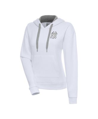 Women's White New York Yankees Brushed Metallic Victory Pullover Hoodie