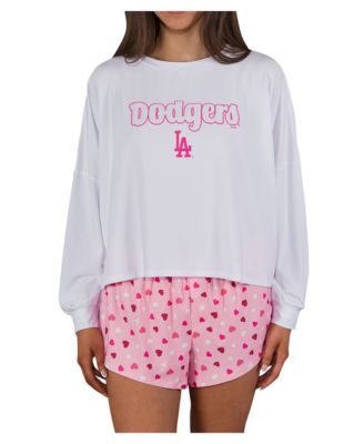 Women's Pink Los Angeles Dodgers Lyric Knit Long Sleeve Top and Short Set