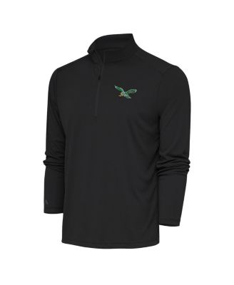 Men's Charcoal Philadelphia Eagles Team Logo Throwback Tribute Quarter-Zip Pullover Top