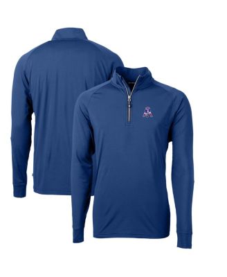Men's Royal New England Patriots Adapt Eco Knit Stretch Quarter-Zip Throwback Pullover Top