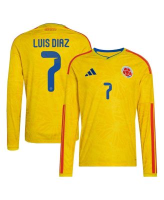 Men's Luis Diaz Yellow Colombia National Team 2026 Home Replica Long Sleeve Jersey