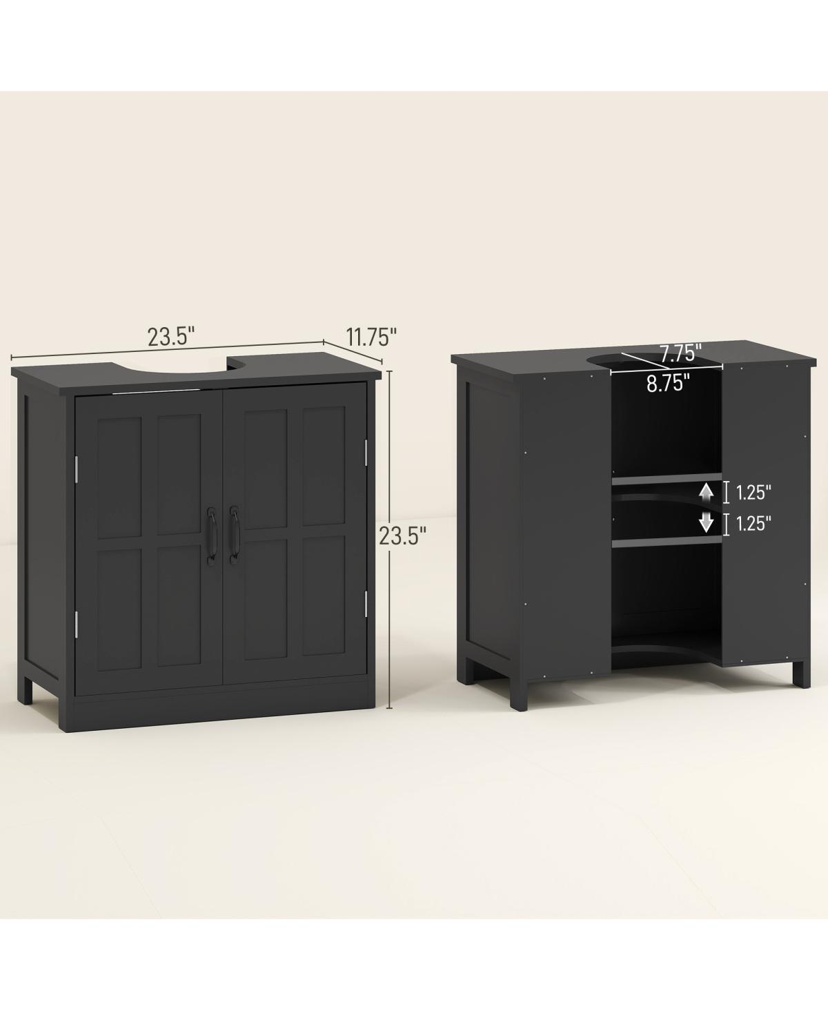 Sillysis 23.5 Inch Under Sink Bathroom Cabinet with Adjustable Shelf, Double Door Storage Organizer, Space Saving Vanity for Small Bathrooms
