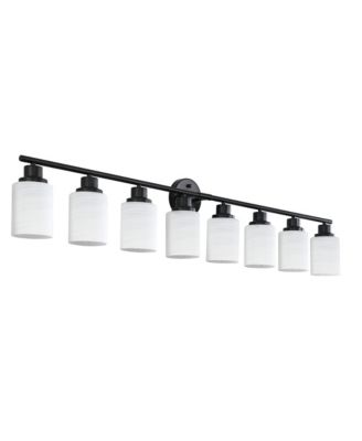 52 Inch Modern 8 Light Vanity Bathroom Mirror Light Frosted White Glass with Iron Frame Contemporary Wall Sconce for Bedroom Bathroom Dressing