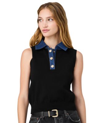 Women's Maxine Knit Denim Collar Sleeveless Sweater