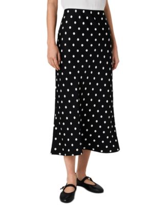 Women's Ennis Satin Polka Dot Pull-On Midi Skirt
