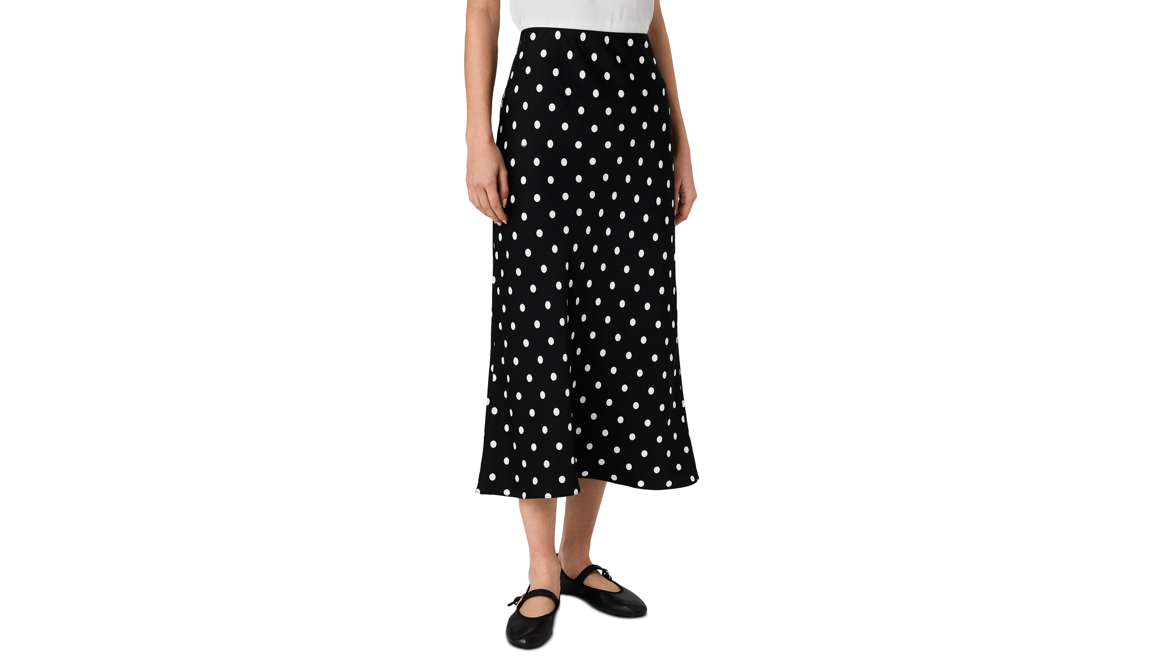 French Connection Women's Ennis Satin Polka Dot Pull-On Midi Skirt