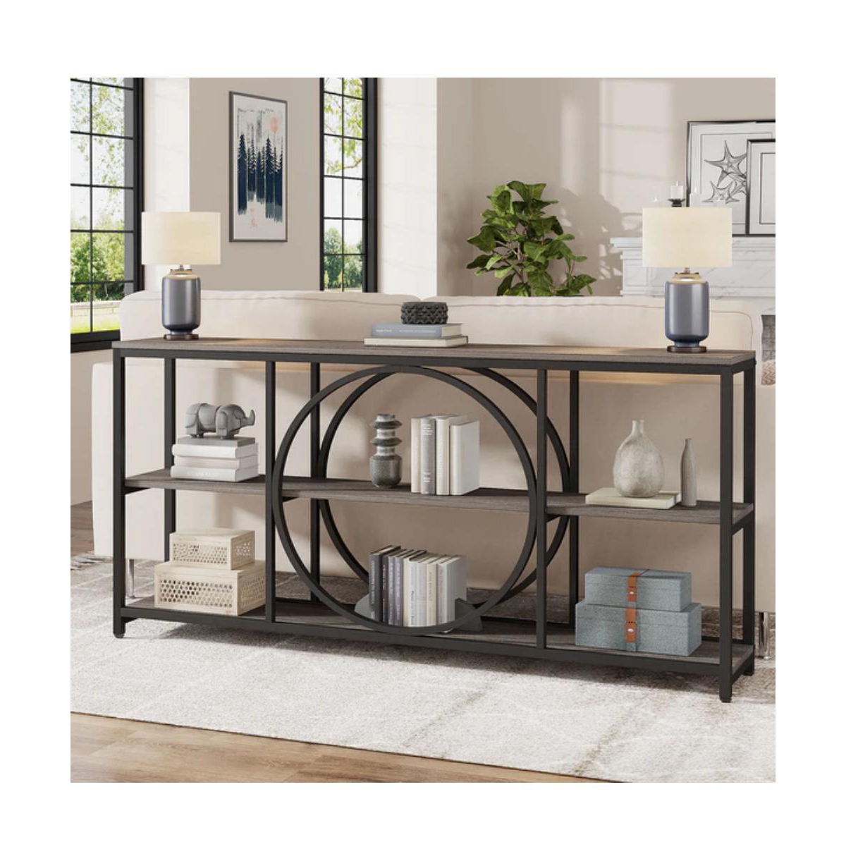 Slickblue Modern Narrow Console Table with 3-Tier Shelves for Entryway and Hallway Storage