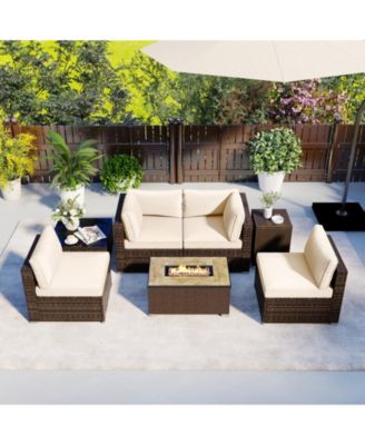 Pieces Outdoor Furniture Set with Fire Pit Table and Propane Tank Cover