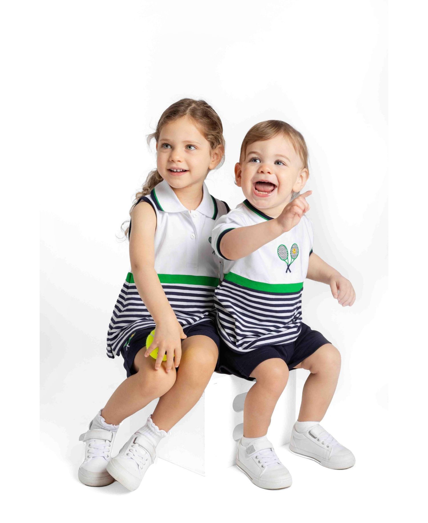 Little Girls 4- 7 Knit Short Set with Tennis Rackets