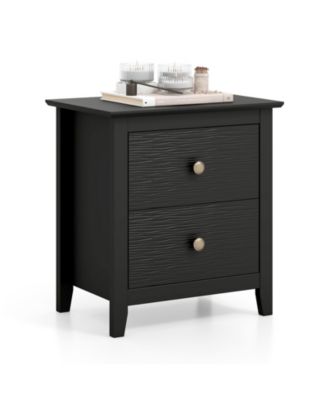 Modern Nightstand w/ Storage 2 Drawers and Support Legs for Bedroom