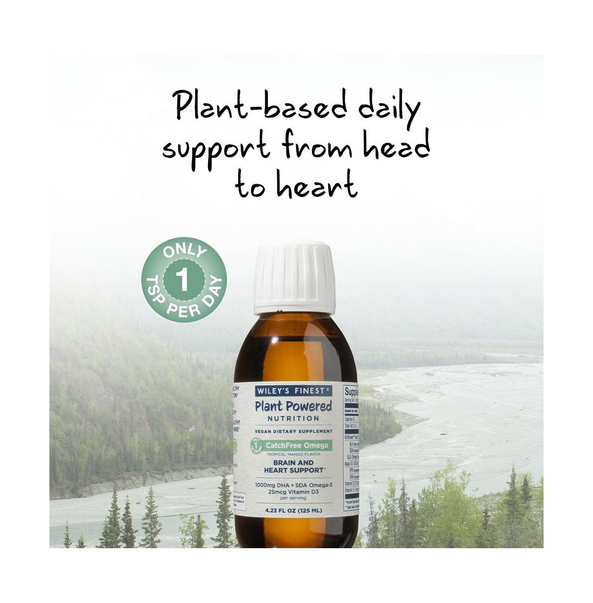 Wiley s Finest CatchFree Omega - Omega-3 Liquid - Algae Oil, Mango